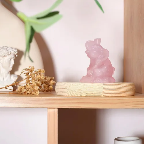 Vista 3 de ZHIYUXI Figura de elefante de cristal rosa de 2.2 pulgadas, decoración de estatua de elefante de cristal para estante de oficina en casa, regalos