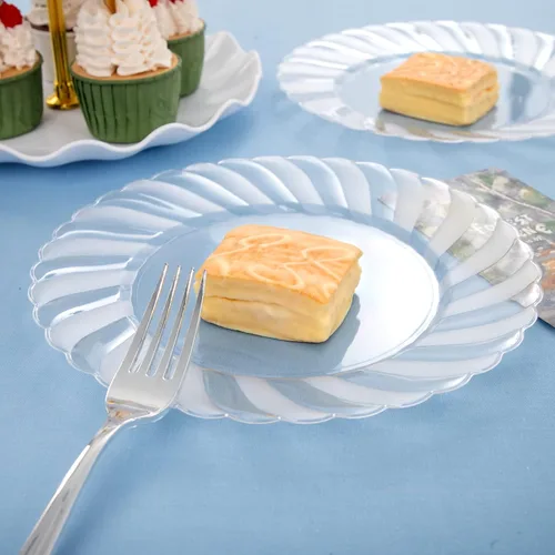 Vista 2 de U-QE 60 piezas de platos de plástico transparente - Platos desechables transparentes de 10.25 pulgadas - Platos lavables y reutilizables - Platos