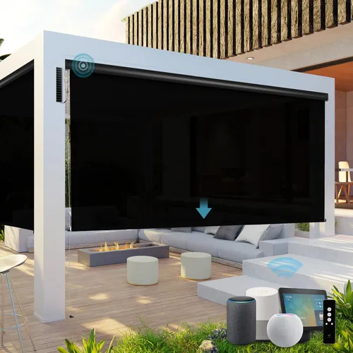 Vista 17 de SmartWings Persianas motorizadas para patio al aire libre con control remoto, compatibles con Alexa/Google/Homekit, resistentes a la intemperie