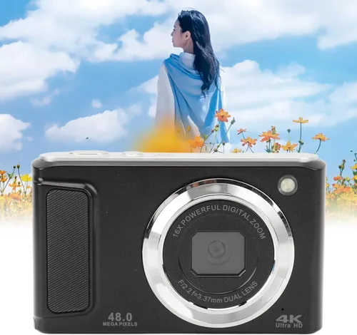 Vista 3 de Cámara digital de 48 MP con zoom digital de 16X, enfoque automático, grabación de video 4K, pantalla IPS, cámara digital pequeña, ligera