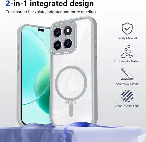 Vista 251 de Funda magnética transparente compatible con Xiaomi 17T, color negro 2 en 1 PC + TPU cubierta de teléfono a prueba de golpes, carcasa protectora