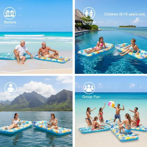 Vista 3 de Paquete de 2 tapetes inflables para piscina, tumbona, juguetes de natación multiusos para fiesta en la piscina, playa de verano, al aire libre