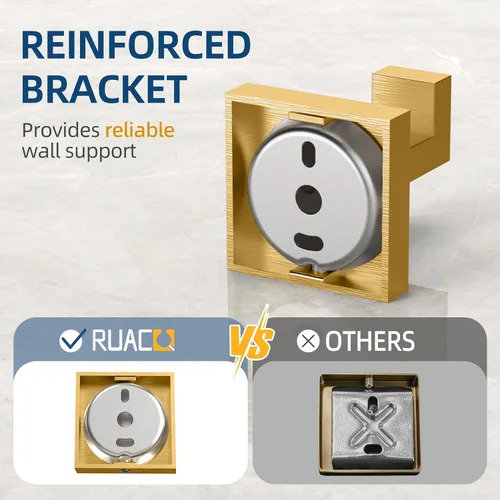 Vista 4 de Ruacq Ganchos para toallas para baños, ganchos cuadrados de acero inoxidable resistentes, colgador de toallas montado en la pared para bata