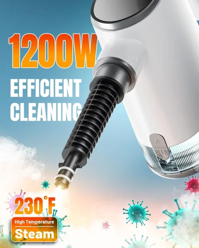 Vista 3 de [Usado] Limpiador de vapor de mano, calentamiento rápido de 15 segundos, vapor ajustable, tanque de agua grande de 22.1 fl oz, vaporizador portátil