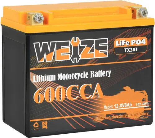Vista 8 de Weize Batería de litio YTX14-BS, grupo 14, 500A LiFePO4 para motocicleta, 12V 5AH ATV, UTV, moto acuática, 4 ruedas, motos de nieve, embarcaciones