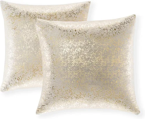 Vista 33 de Xinrjojo Juego de 2 almohadas brillantes en negro y dorado, almohadas suaves y brillantes decorativas, juego de fundas de almohada cuadradas negras