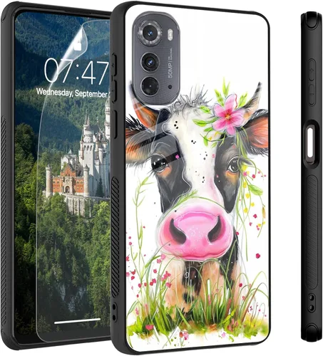 Vista 82 de Funda para Motorola Moto Edge 2022, cubierta trasera de vidrio templado con protector de pantalla, protección a prueba de golpes para Motorola Moto