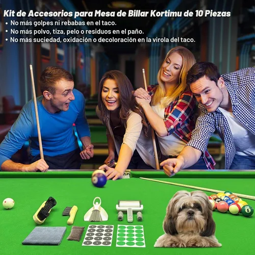 Vista 2 de Kit de limpieza de mesa de billar: juego completo de mantenimiento de 10 piezas