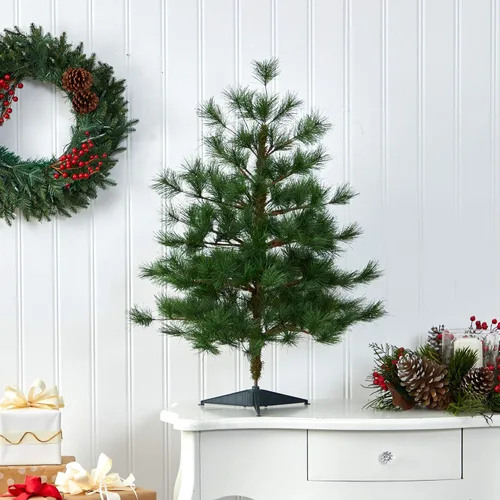 Vista 5 de Nearly Natural Yukon - Árbol de Navidad artificial de pino mixto de 3 pies con 213 ramas flexibles