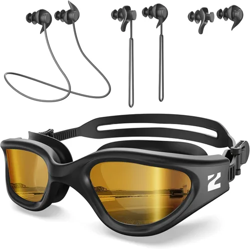 Vista 9 de ZIONOR G1 Lite - Gafas de natación polarizadas con 3 pares de tapones para los oídos, gafas de natación con protección UV antivaho para adultos