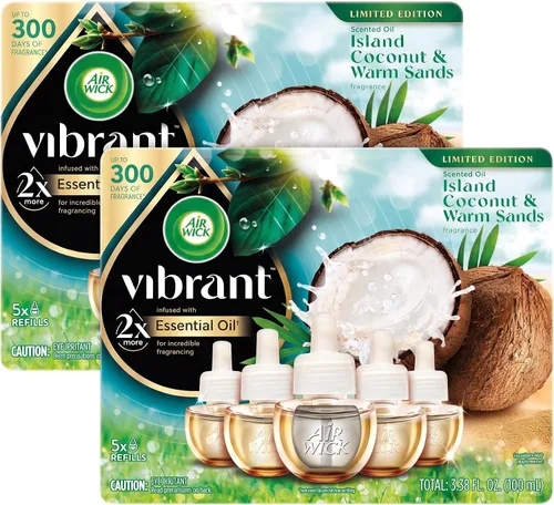 Vista 12 de Air Wick Aceite Perfumado - Recarga Vibrante Isla Coco y Arenas Cálidas 5 unidades.