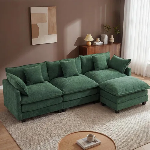 Vista 9 de Juego de sofá de felpilla Cloud de 77 pulgadas con almohadas, sofá biplaza de asiento profundo para apartamentos, ahorro de espacio de 2 plazas