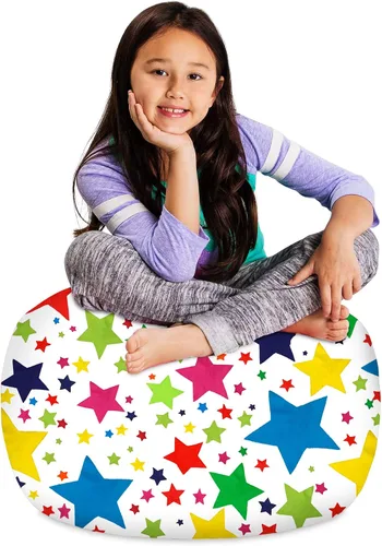 Vista 53 de Posh Creations Funda de puf para niños con almacenamiento para animales de peluche - Organizador de juguetes para niños, Mediano 68.58 cm - Lona