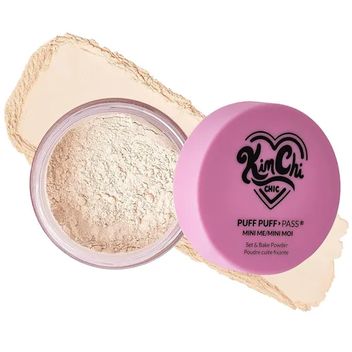 Vista 18 de KimChi Chic Beauty Puff Pass - Polvo fijador y sellador con la técnica baking, polvo suelto con borla extraesponjosa, maquillaje facial marrón suave