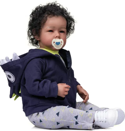 Vista 4 de iCradle Muñecas de bebé renacidas niño negro birracial afroamericano bebés recién nacidos realistas muñecas de bebé renacidas con cuerpo de silicona