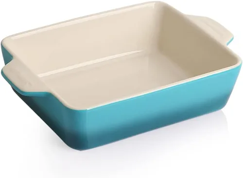 Vista 25 de Sweejar Plato de Cerámica para Hornear, Bandeja Rectangular Pequeña para Hornear con Asas Dobles, 20 Oz para Cocinar, Brownie, Cocina, 6.5 x 4.9 x