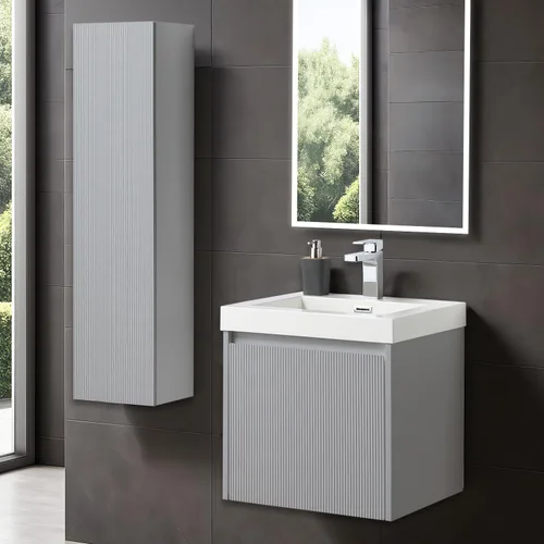 Vista 41 de Blossom Lavabo de baño de 20 pulgadas con tocador, todo en madera montado en la pared, gabinete flotante de baño con tocador con fregadero