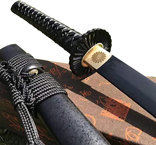 Vista 11 de Espada Katana de combate real hecha a mano, espada samurái afilada de espiga completa, acero de Damasco, acero 1095, cuchillos de acero templado T10