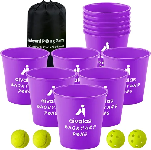 Vista 12 de Aivalas Yard Pong Outdoor Games, Giant Yard Games Set with 12 Buckets and Balls for Adults and Family, Toss Game Throwing Games for Beach, Camping