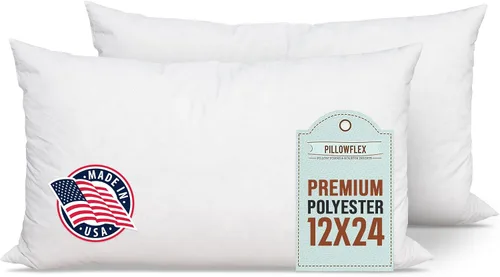 Vista 9 de Pillowflex Relleno de almohada de poliéster de alta calidad, 12 x 16 pulgadas, forma de almohada rectangular, lavable a máquina, soportes suaves