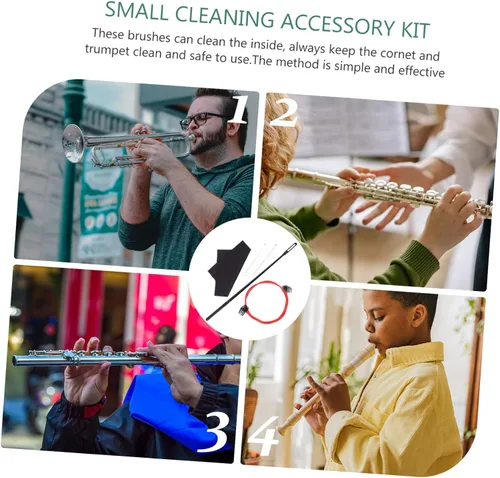 Vista 6 de FAVOMOTO 3sets Trumpet Cleaning Brush Kit Flexible Design Trumpet Maintenance Tool for Wind Instruments Non-deforming and Tear-Resistant Cleaning