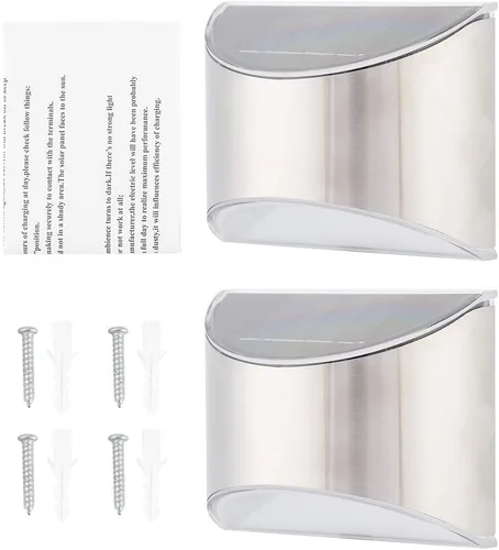 Vista 7 de Keenso Luces solares de seguridad de acero inoxidable, elegante lámpara de pared para exteriores, lámpara de pared LightControl con 4 LED, IP55
