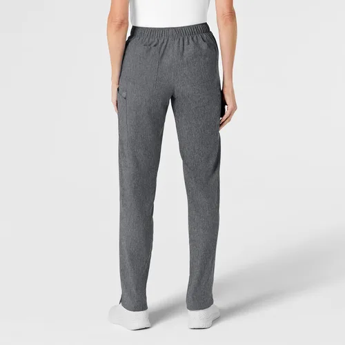 Vista 4 de WonderWink pantalones de cargo de frente plana para mujer Gris carbón jaspeado