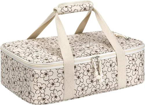 Vista 14 de Porta cacerolas aislado, porta ollas portátil para alimentos calientes o fríos, bolsa de lasaña para almuerzo para fiestas de comida, se adapta a