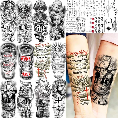 Vista 7 de COKTAK 6 Piezas/Lote Adhesivos Temporales Únicos de Henna Negra para Adultos, Mujeres, Niñas, Pluma, Mandala, Flor, Arte Corporal, Tatuajes Grandes