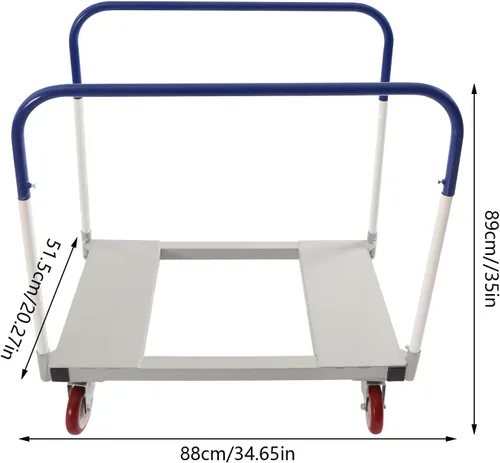 Vista 3 de Camión de panel de acero con ruedas giratorias, carrito de panel de marco de acero, capacidad de carga de 1500 libras, 35 pulgadas de largo x 20