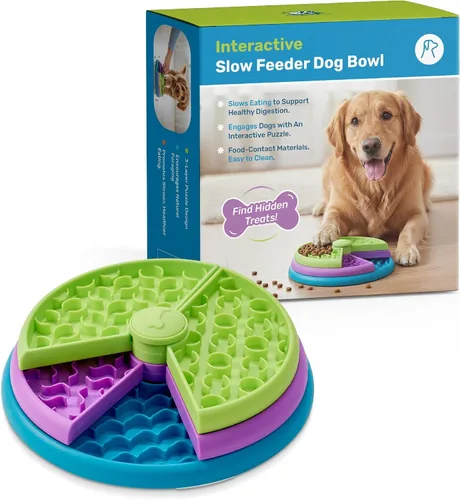 Vista 7 de BelleBête & Co. Cuenco de tres capas para perros Maze Pet Slow Feeder - Diseño interactivo de rompecabezas, serie de comedor consciente