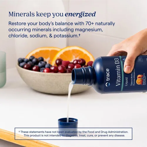 Vista 5 de Trace Minerals Vitamina D3 líquida 126 mcg (5000 UI) D3 con espectro completo de Trace Minerals iónico Absorción rápida, alta potencia Sabor