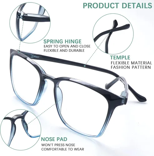 Vista 7 de COJWIS 3 packs Progressive Multifocus Reading Glasses for Women Blue Light Blocking Reading Glasses Spring Hinge Readers
