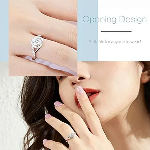 Vista 4 de Sunamy Endless Love - Juego de anillos de pareja a juego para él y ella, diseño de corazón romántico de plata S925, anillo de compromiso