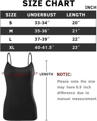 Vista 5 de Orrpally Basic Cami Tank Tops Women Lightweight Camisole Stretch Tank Top Adjustable 4-Pack S-XL