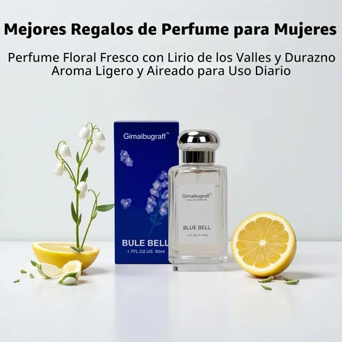 Vista 5 de Perfume de 1.7 oz/50 ml para mujer, fragancia de larga duración con aromas de lirio del valle y melocotón, un perfume fresco y dulce, el perfume