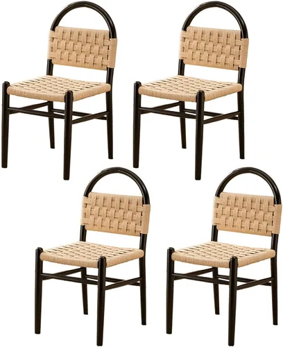 Vista 14 de Rattan Dining Room Chairs Wooden, Woven Kitchen Chairs, Dining Room Chair with Wood Legs, Vanity Chair,Armless Side Chair for Home Bar Restaurant