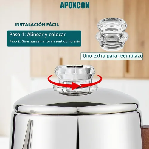 Vista 5 de APOXCON Cafetera eléctrica percoladora de acero inoxidable con dos perillas de progreso de preparación transparente de vidrio resistente y mango