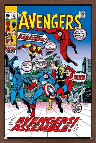 Vista 15 de Trends International Marvel Comics - Póster de pared de Avengers #82, 22.4 pulgadas de largo x 14.7 pulgadas, versión enmarcada en madera de granero