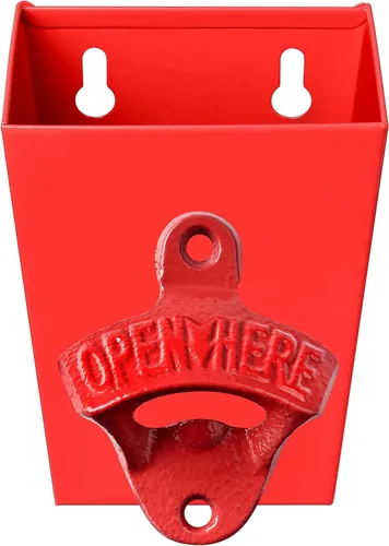 Vista 9 de Abridor de botellas de cerveza de hierro fundido de cobre antiguo montado en la pared de soda botella superior con tapa colector estrecho para mesa