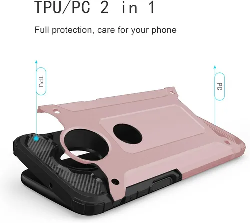 Vista 4 de Asuwish Funda protectora para Moto Z3 / Z3 Play con protector de pantalla de vidrio templado y delgada y resistente híbrida de doble capa