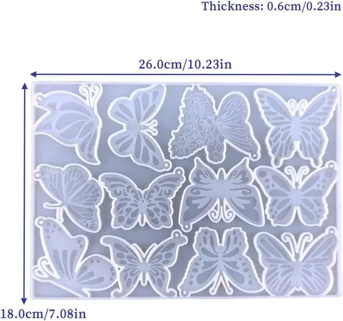 Vista 2 de Molde para llavero de mariposa, moldes de resina de silicona para llavero, 12 estilos de joyería de mariposa colgante de molde para resina epoxi