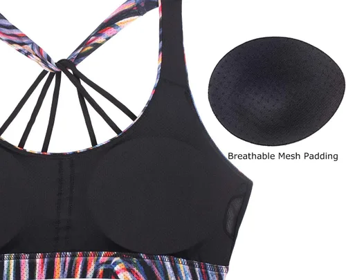 Vista 5 de icyzone - Sujetador deportivo con copas y tirantes delgados para hacer yoga, ropa deportiva para mujer
