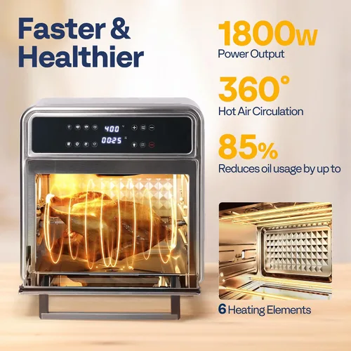 Vista 4 de VIVOHOME Combo de Horno Tostador y Freidora de Aire de 21 Qt, Horno de Convección de Encimera 8 en 1 con Rotisserie y Deshidratador, Horno Freidora