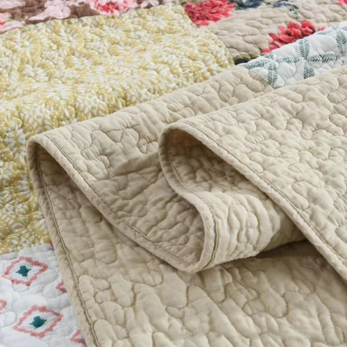 Vista 8 de ABREEZE Juego de edredón de retazos, ropa de cama tamaño Queen, reversible, transpirable, colorido, colcha acolchada floral con fundas de almohada