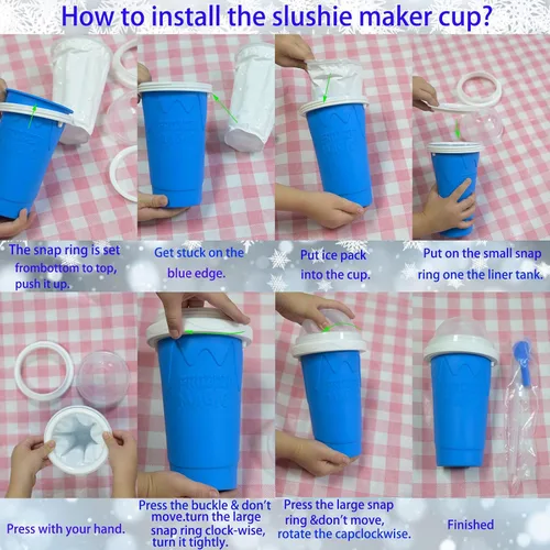 Vista 8 de Taza de Fabricante de Granizado, Juego de Tazas de Granizado DIY Mágicas de Apretar, Tazas de Apretar Portátiles para Jugos, Leche y Helados, Taza