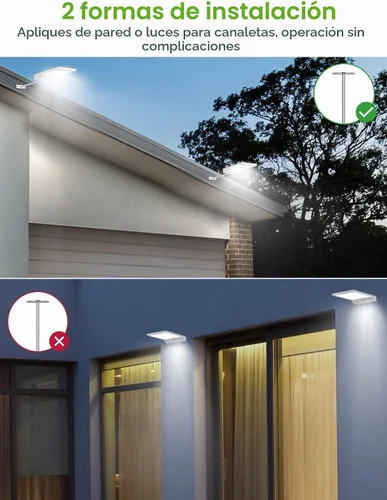 Vista 7 de InnoGear Luces solares de canalón para exteriores, 80 luces LED de montaje en pared con sensor de movimiento, 4 modos de funcionamiento