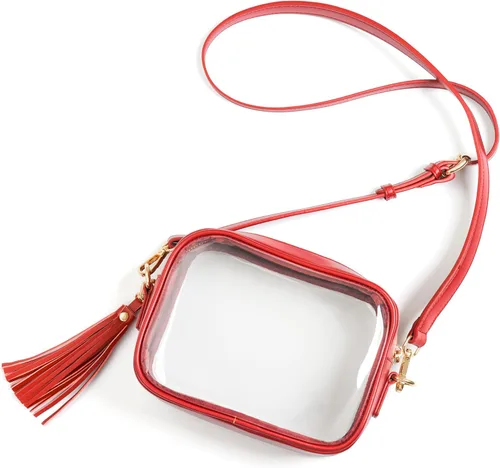 Vista 10 de Yarnic Bolsa Transparente Aprobada para Estadios, Bolso Cruzado Transparente de PVC Bolsa Cruzada Pequeña Transparente con Correa de Hombro Ajustable
