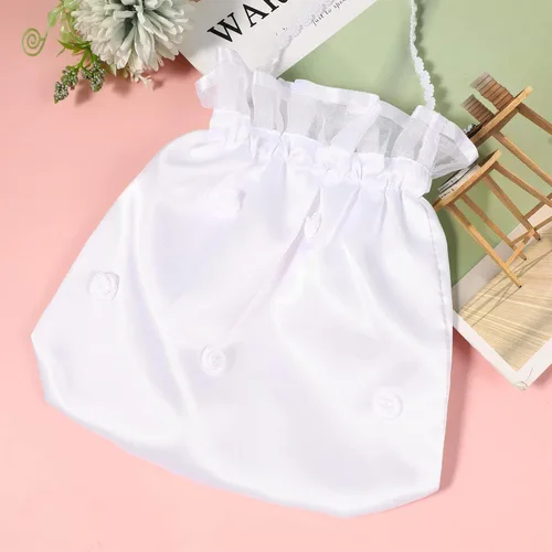 Vista 7 de NOLITOY Bolsa de dinero de boda nupcial de satén para adolescente Dama de honor de novia blanca con flores de satén decoradas bolso para baile