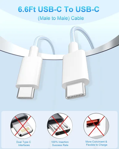 Vista 3 de TSKYBEAR Cable USB C a USB C – Cable de carga rápida de 100 W tipo C a C de repuesto para iPhone 15 Pro Max/Plus Samsung iPad Pro/Air/mini MacBook